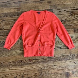 Ann Taylor, Burnt Orange Button-down V-Neck Cardigan